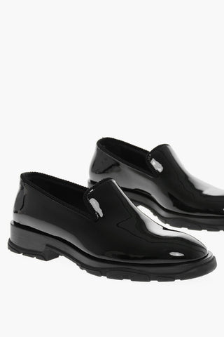 Patent Leather Loafers with Fabric Finish