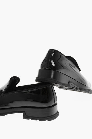 Patent Leather Loafers with Fabric Finish