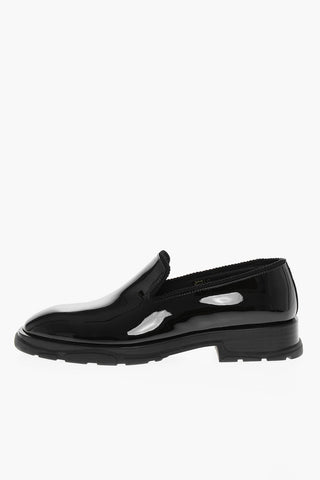 Patent Leather Loafers with Fabric Finish