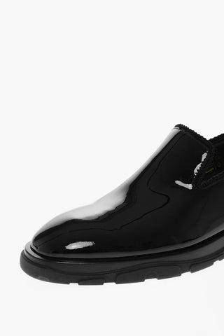 Patent Leather Loafers with Fabric Finish
