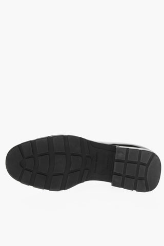Patent Leather Loafers with Fabric Finish