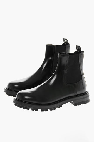 Leather Chelsea Boots with Elastic Panels