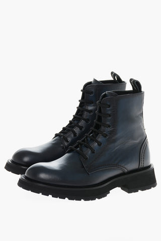 Leather Lace-up Ankle Boots