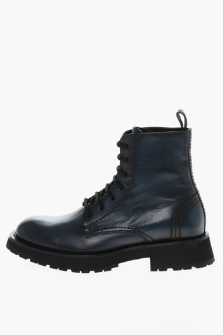 Leather Lace-up Ankle Boots