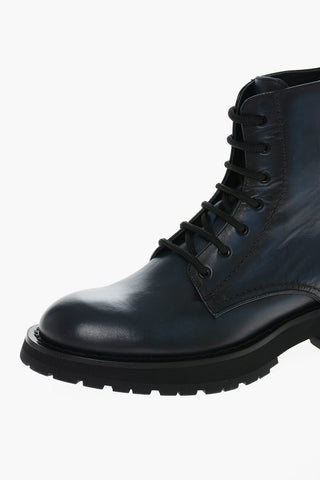 Leather Lace-up Ankle Boots