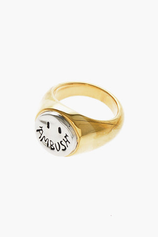 Brass SMILEY Ring with Engraved Logo