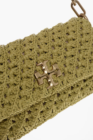 Crocheted Straw KIRA Shoulder Bag with Leather Trims