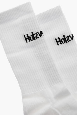 Solid Color Ribbed Socks with Contrasting Logo