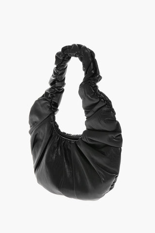 Faux Leather ANJA Handbag with Decorative Gathers and Magnetic Fastening