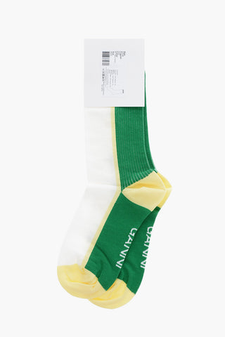 Two-Tone Ribbed Long Socks