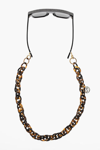 Tortoiseshell Eyewear Chain with Metal Logo