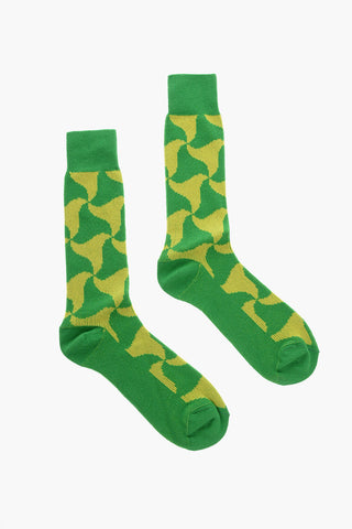 Wavy Printed Cashmere Long Socks