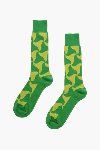 Wavy Printed Cashmere Long Socks