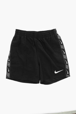 Costume da Bagno Boxer in Tinta Unita con Banda Laterale Logata