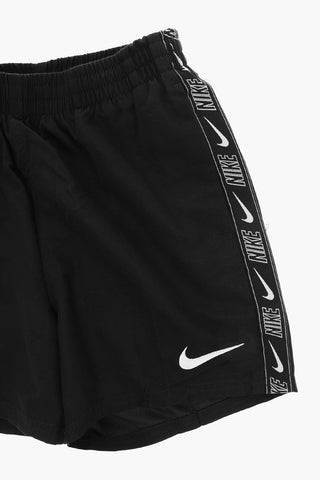 Costume da Bagno Boxer in Tinta Unita con Banda Laterale Logata