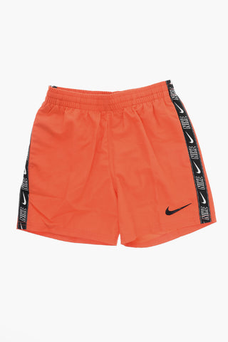 Costume da Bagno Boxer in Tinta Unita con Banda Laterale Logata