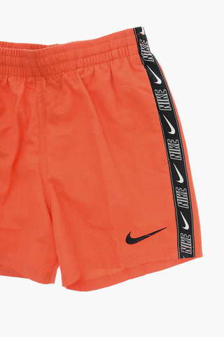 Costume da Bagno Boxer in Tinta Unita con Banda Laterale Logata