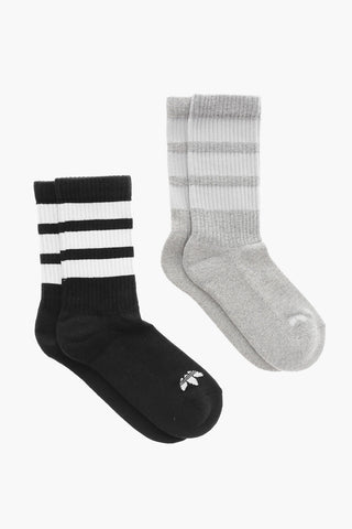 Set 2 Pairs of Ribbed Socks with Contrasting Details