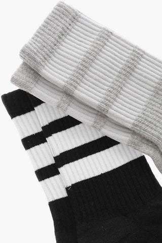 Set 2 Pairs of Ribbed Socks with Contrasting Details