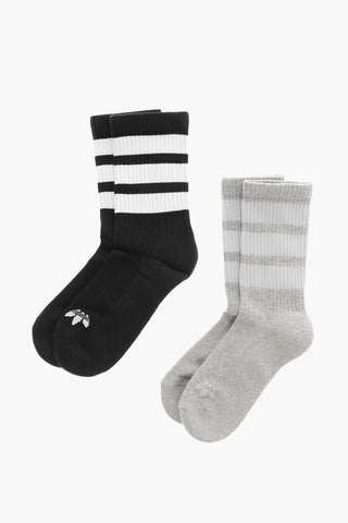 Set 2 Pairs of Ribbed Socks with Contrasting Details