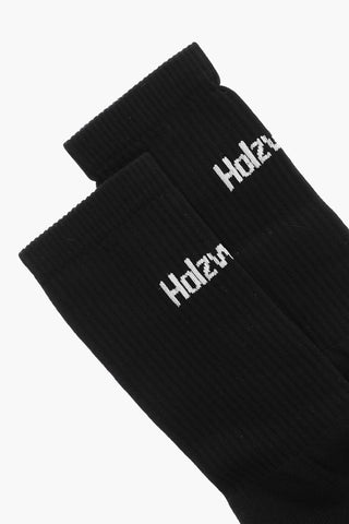 Solid Color Long Socks with Embroidery