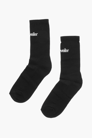 Solid Color Long Socks with Embroidery