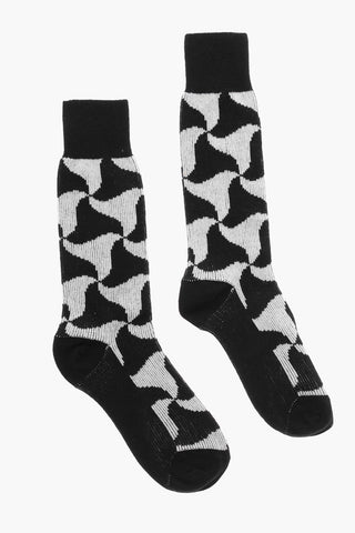 Wavy Printed Cashmere Long Socks