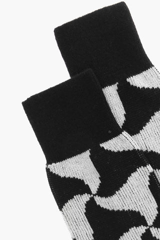 Wavy Printed Cashmere Long Socks