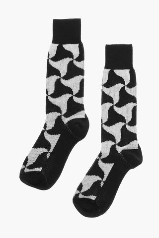 Wavy Printed Cashmere Long Socks