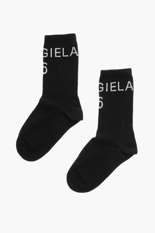 MM6 Solid Color Socks with Contrasting Logo
