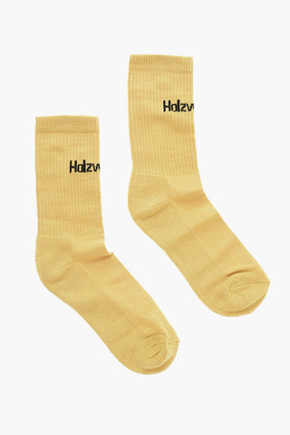 Solid Color Long Socks with Embroidered Logo