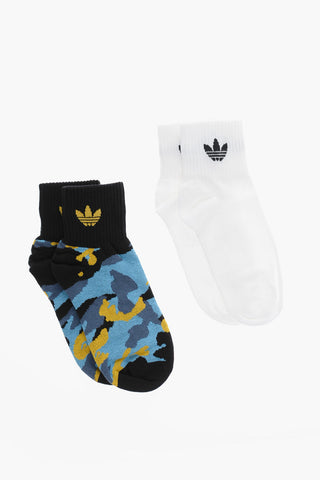 Set 2 Pairs of Cotton Blend Socks with Embroidered Logo