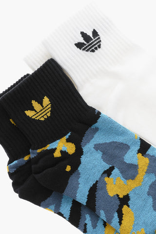Set 2 Pairs of Cotton Blend Socks with Embroidered Logo