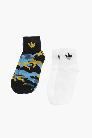 Set 2 Pairs of Cotton Blend Socks with Embroidered Logo