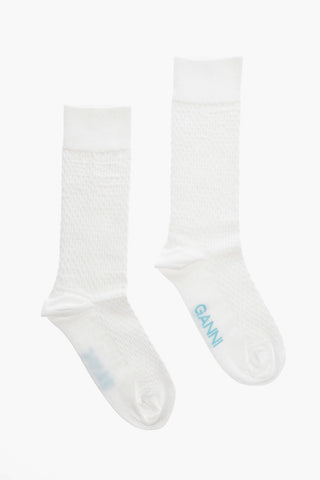 Cotton Blend Socks with Decorative Stitching Details