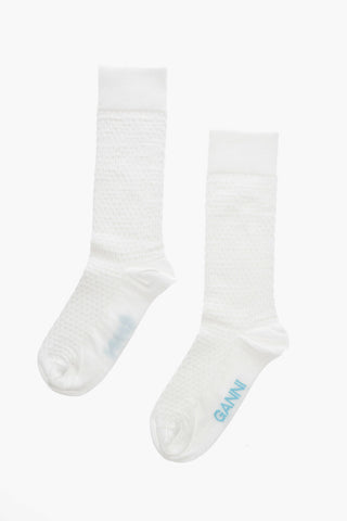 Cotton Blend Socks with Decorative Stitching Details