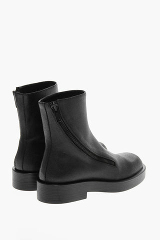 Polished Leather Ankle Boots with Side Zip