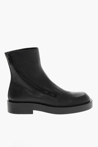 Polished Leather Ankle Boots with Side Zip