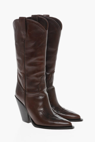 Leather SANTA FE Western Boots with FLAME Embroidery