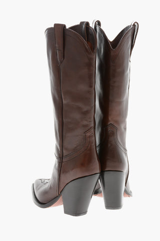 Leather SANTA FE Western Boots with FLAME Embroidery
