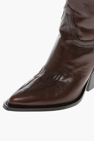 Leather SANTA FE Western Boots with FLAME Embroidery