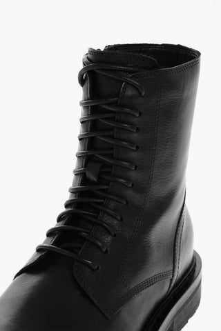 Leather Biker Ankle Boots with Side Zip