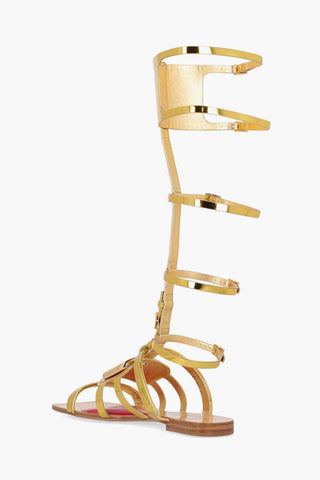 Leather Gladiator Sandals with Mirror Effect