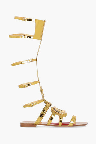 Leather Gladiator Sandals with Mirror Effect