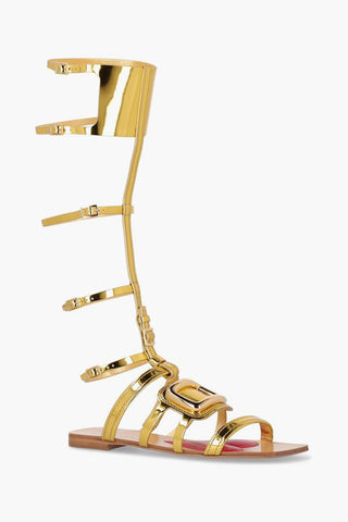 Leather Gladiator Sandals with Mirror Effect