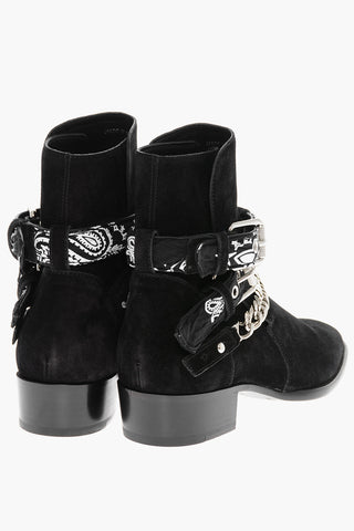 Leather Suede BANDANA Boots With Chain And Straps