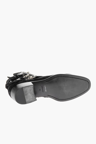Leather Suede BANDANA Boots With Chain And Straps