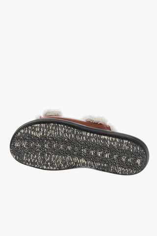 Leather and Shearling FUSSBETT Sandals with Buckled Detail