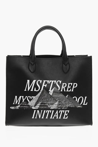 Printed Faux Leather Tote Bag with Removable Shoulder Strap