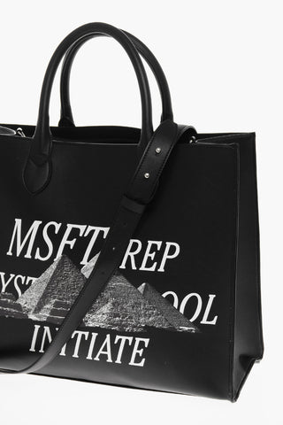 Printed Faux Leather Tote Bag with Removable Shoulder Strap